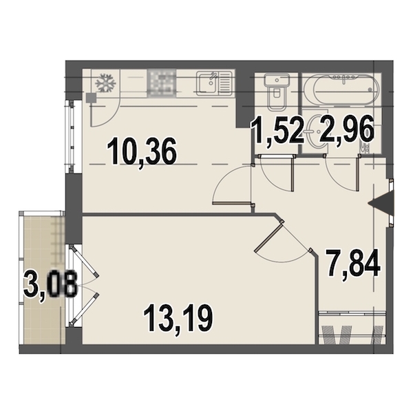 1-комнатная, 37 м² — ЖК ЖК Дом у Каретного
