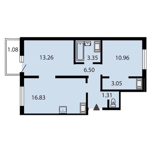 2-комнатная, 56 м² — ЖК ЖК Звездный дуэт