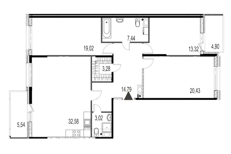 3-комнатная, 114 м² — ЖК ЖК Притяжение