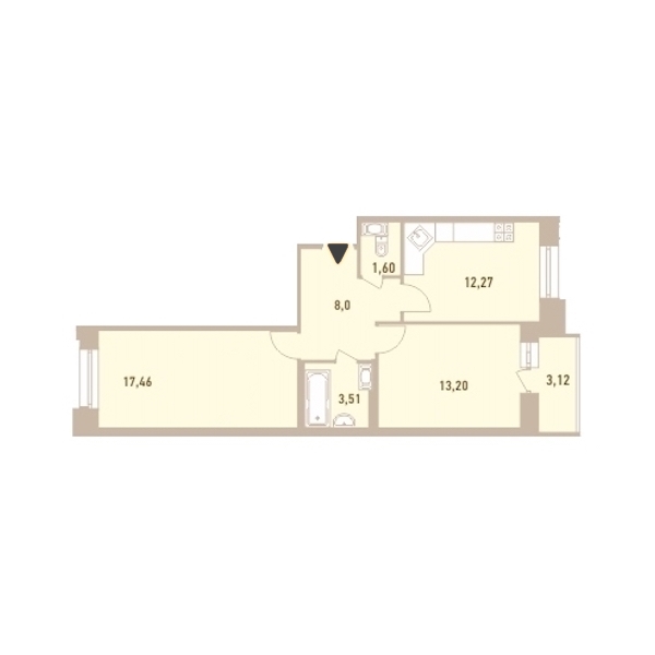 2-комнатная, 57 м² — ЖК ЖК Новый Лесснер