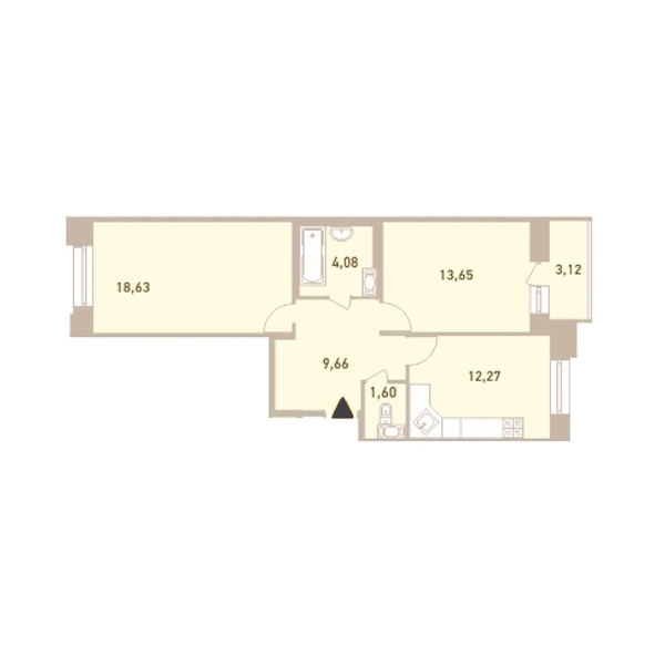 2-комнатная, 61 м² — ЖК ЖК Новый Лесснер