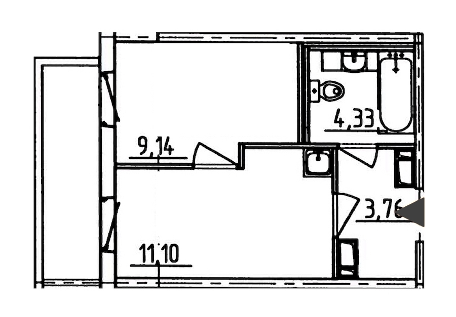 1-комнатная, 30 м² — ЖК ЖК Аэросити