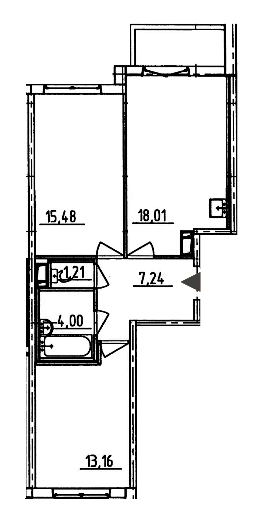 2-комнатная, 61 м² — ЖК ЖК Аэросити
