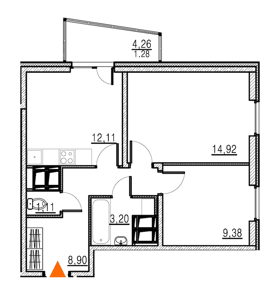 2-комнатная, 50 м² — ЖК ЖК Муринские высоты