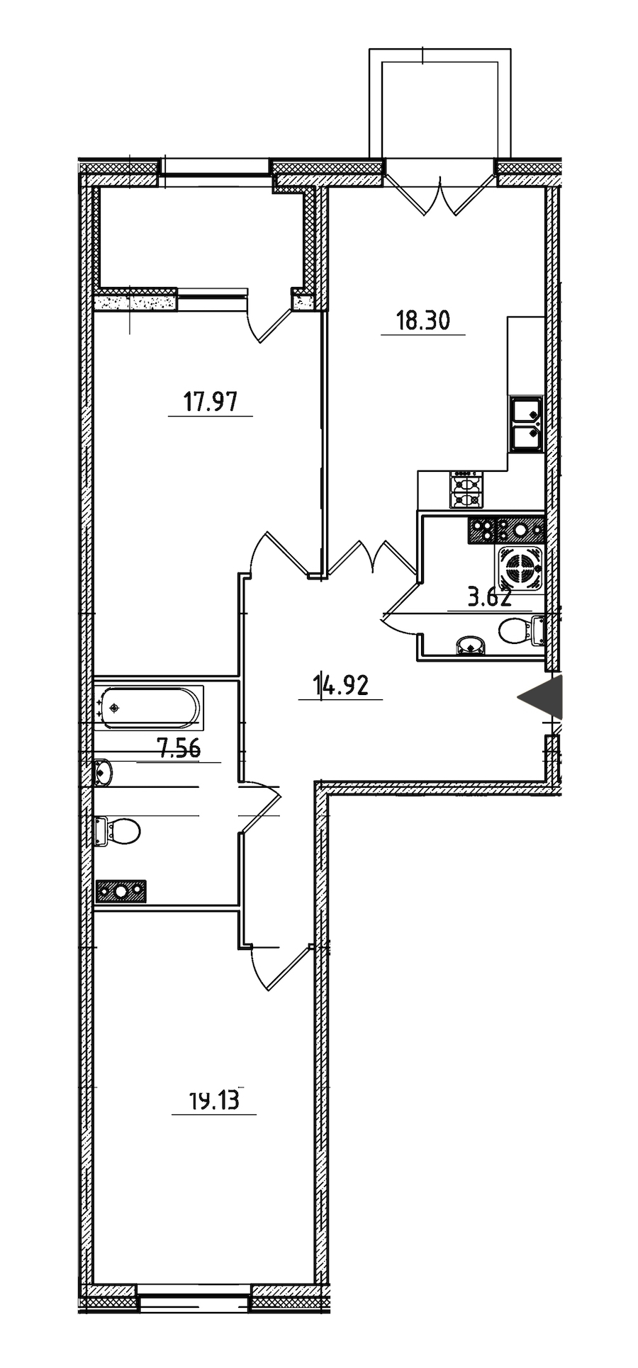 2-комнатная, 85 м² — ЖК ЖК Петровская доминанта