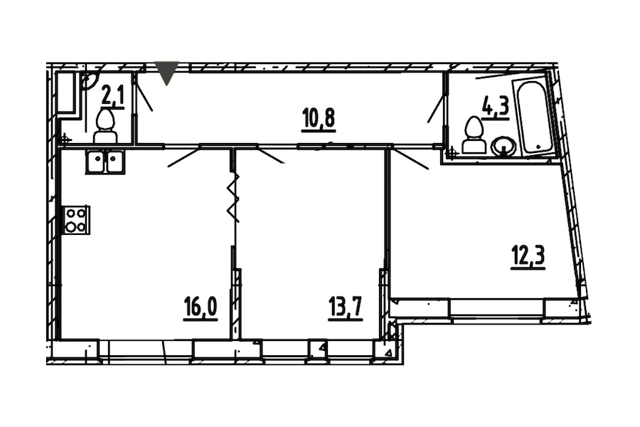 2-комнатная, 59 м² — ЖК ЖК Эталон на Неве