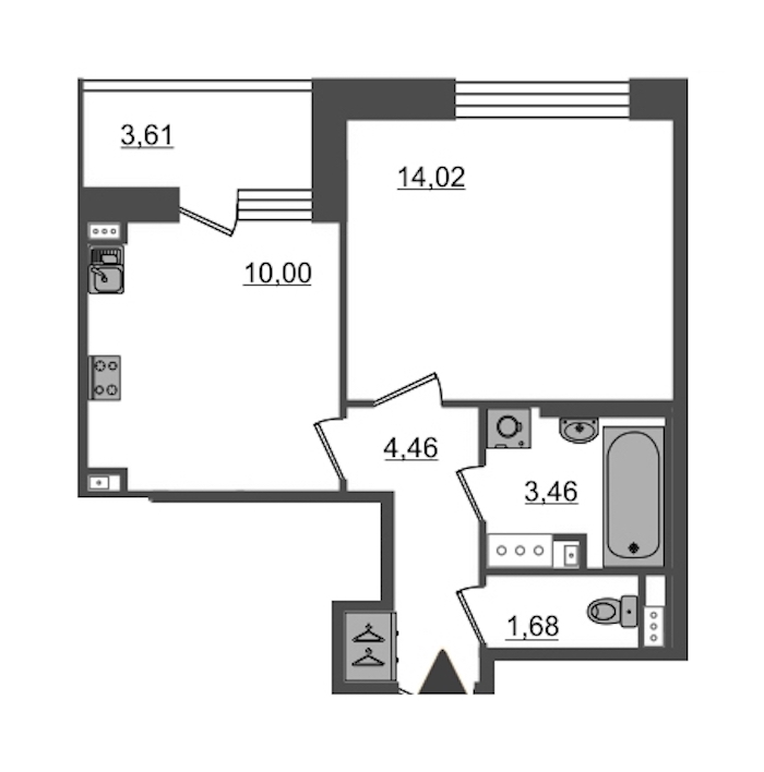1-комнатная, 34 м² — ЖК ЖК Пульс на набережной (ЖК Pulse на набережной)