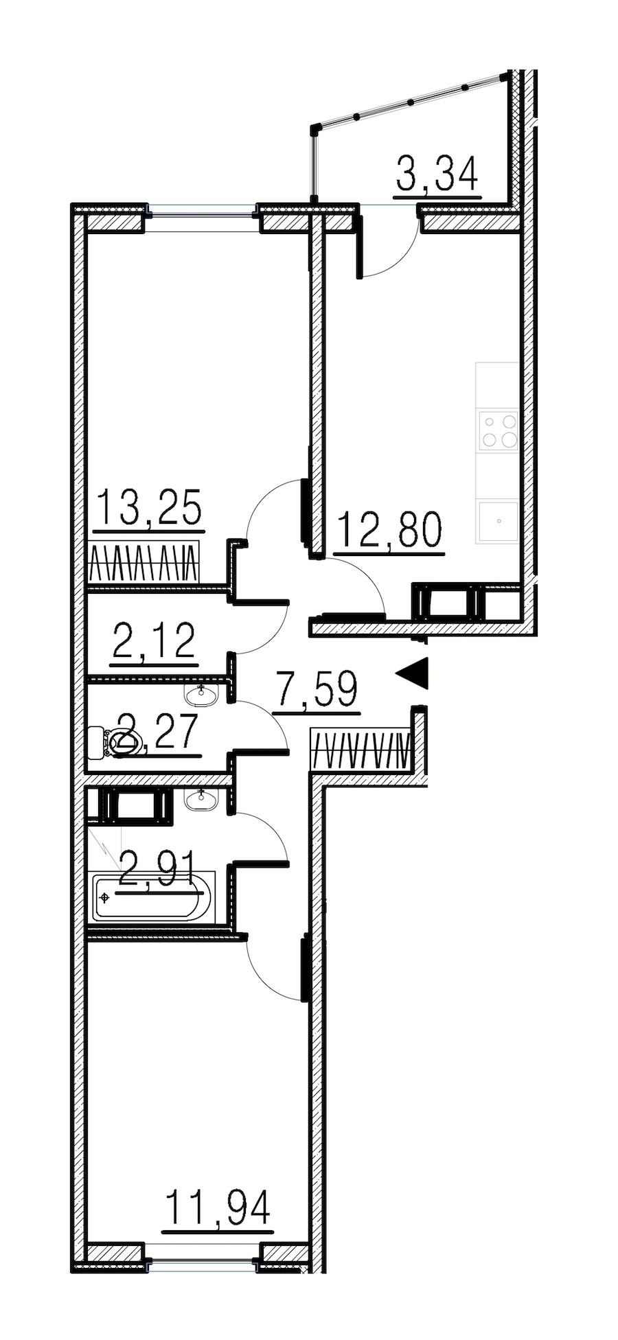 2-комнатная, 53 м² — ЖК ЖК Мурино Парк