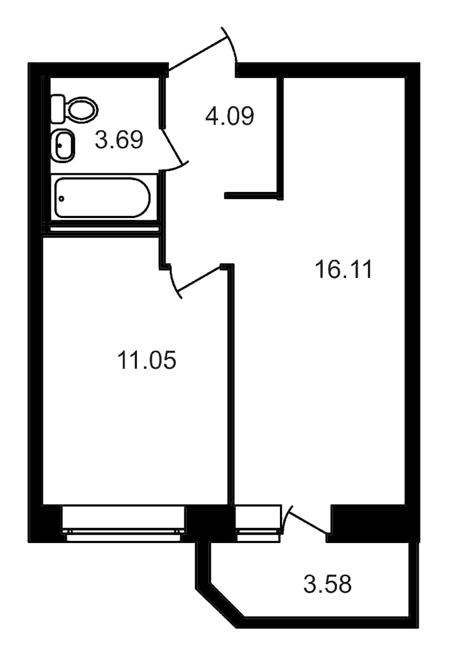 1-комнатная, 39 м² — ЖК ЖК Северный