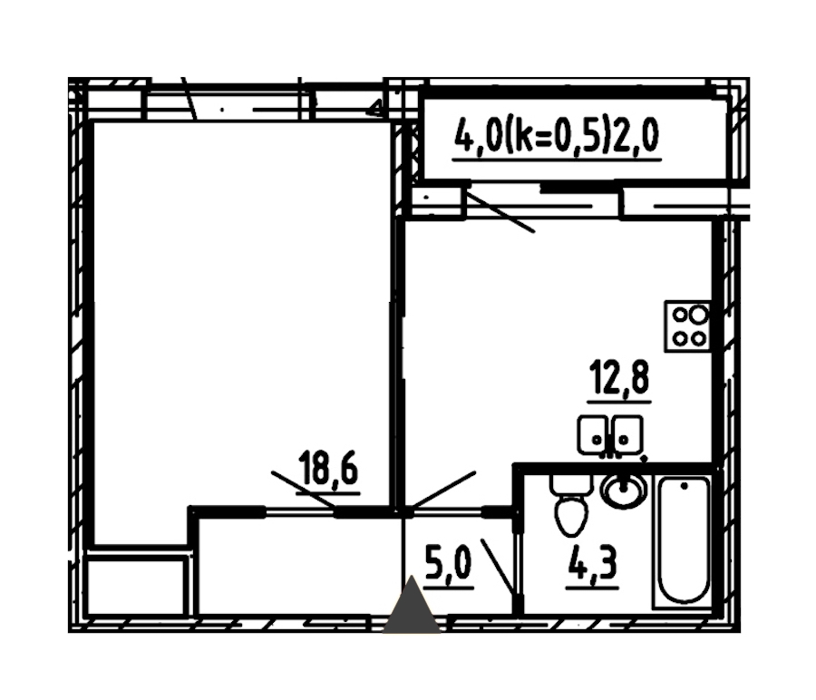 1-комнатная, 43 м² — ЖК ЖК Эталон на Неве