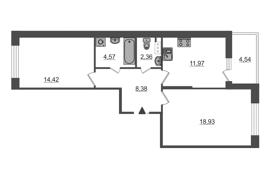 2-комнатная, 61 м² — ЖК ЖК Притяжение