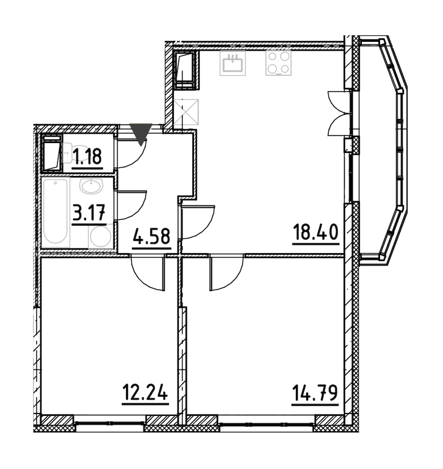2-комнатная, 56 м² — ЖК ЖК Yoga (Йога)