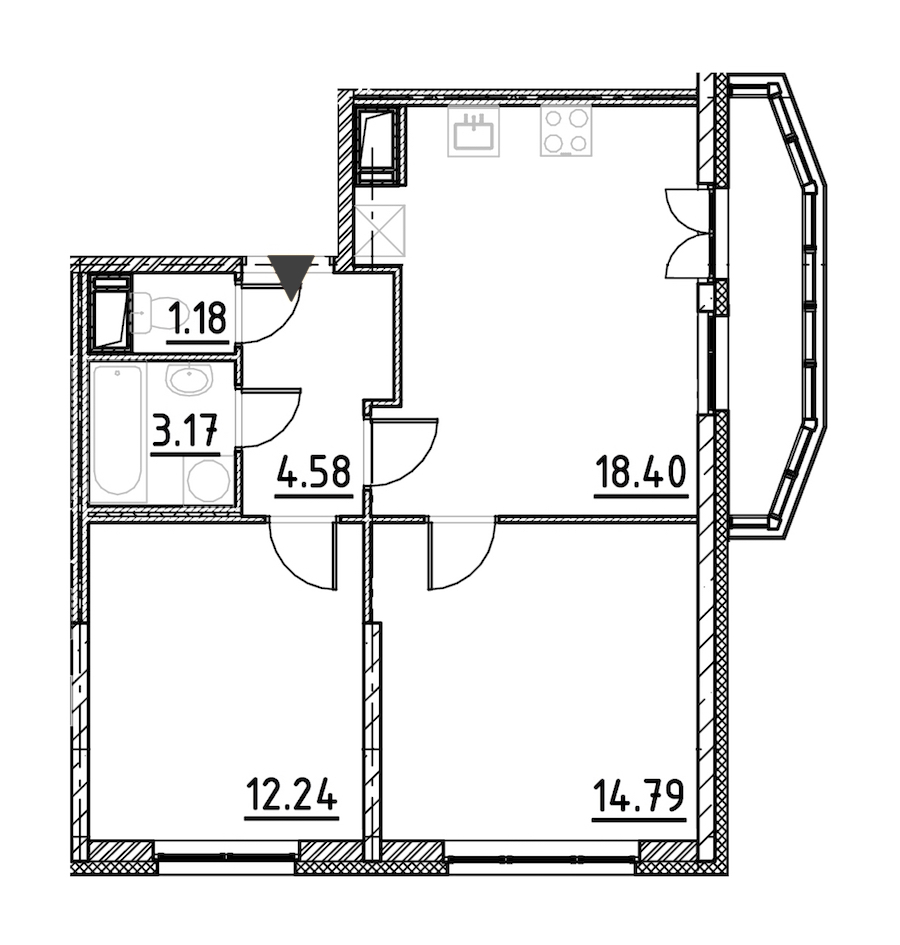 2-комнатная, 56 м² — ЖК ЖК Yoga (Йога)