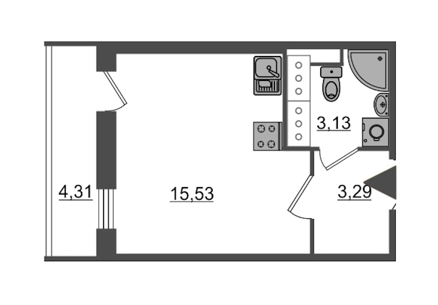 Студия, 24 м² — ЖК Ап-квартал Московский (Up-квартал Московский)