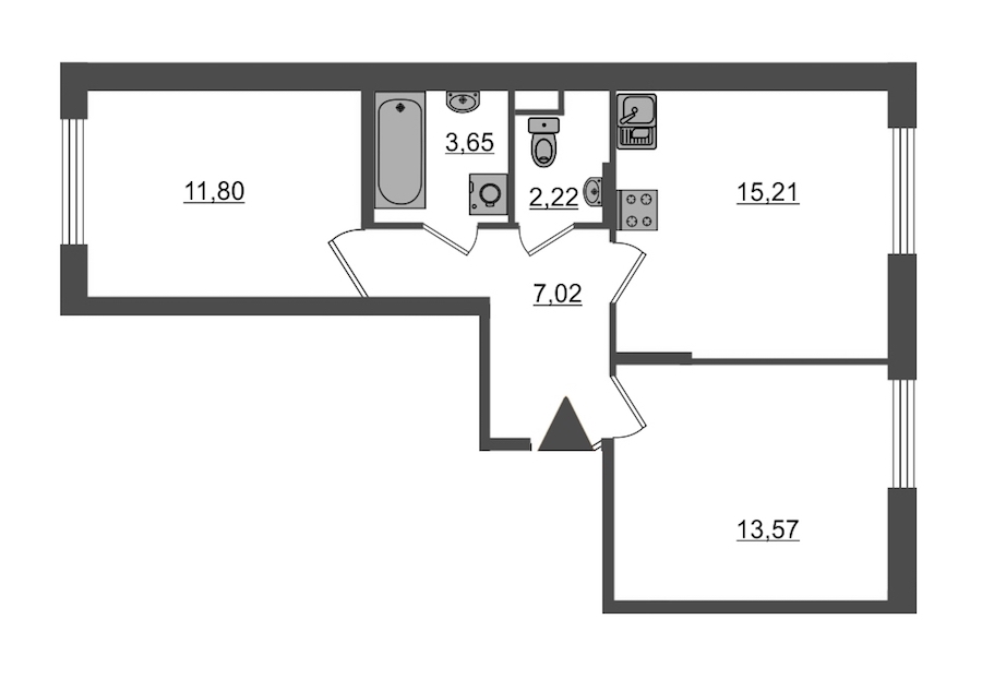 2-комнатная, 56 м² — ЖК Ап-квартал Московский (Up-квартал Московский)