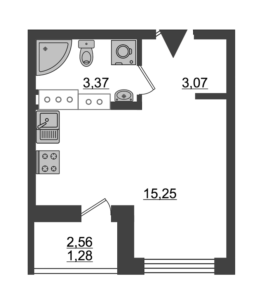 Студия, 23 м² — ЖК ЖК ID Мурино (Айди Мурино)