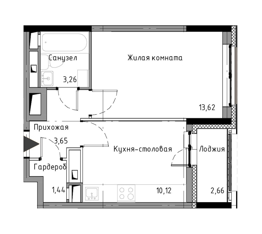1-комнатная, 33 м² — ЖК ЖК Нью Тайм (New Time)