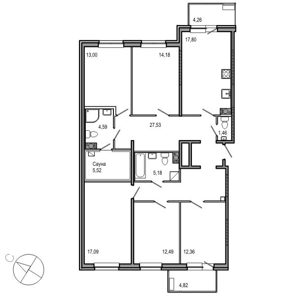 5-комнатная, 132 м² — ЖК ЖК ТАРМО