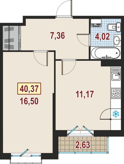 1-комнатная, 40 м² — ЖК ЖК Дом у Каретного