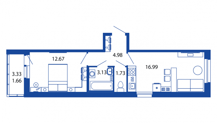2-комнатная, 41 м² — ЖК ЖК Полис на московской