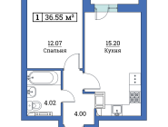 1-комнатная, 37 м² — ЖК ЖК «Урбанист»