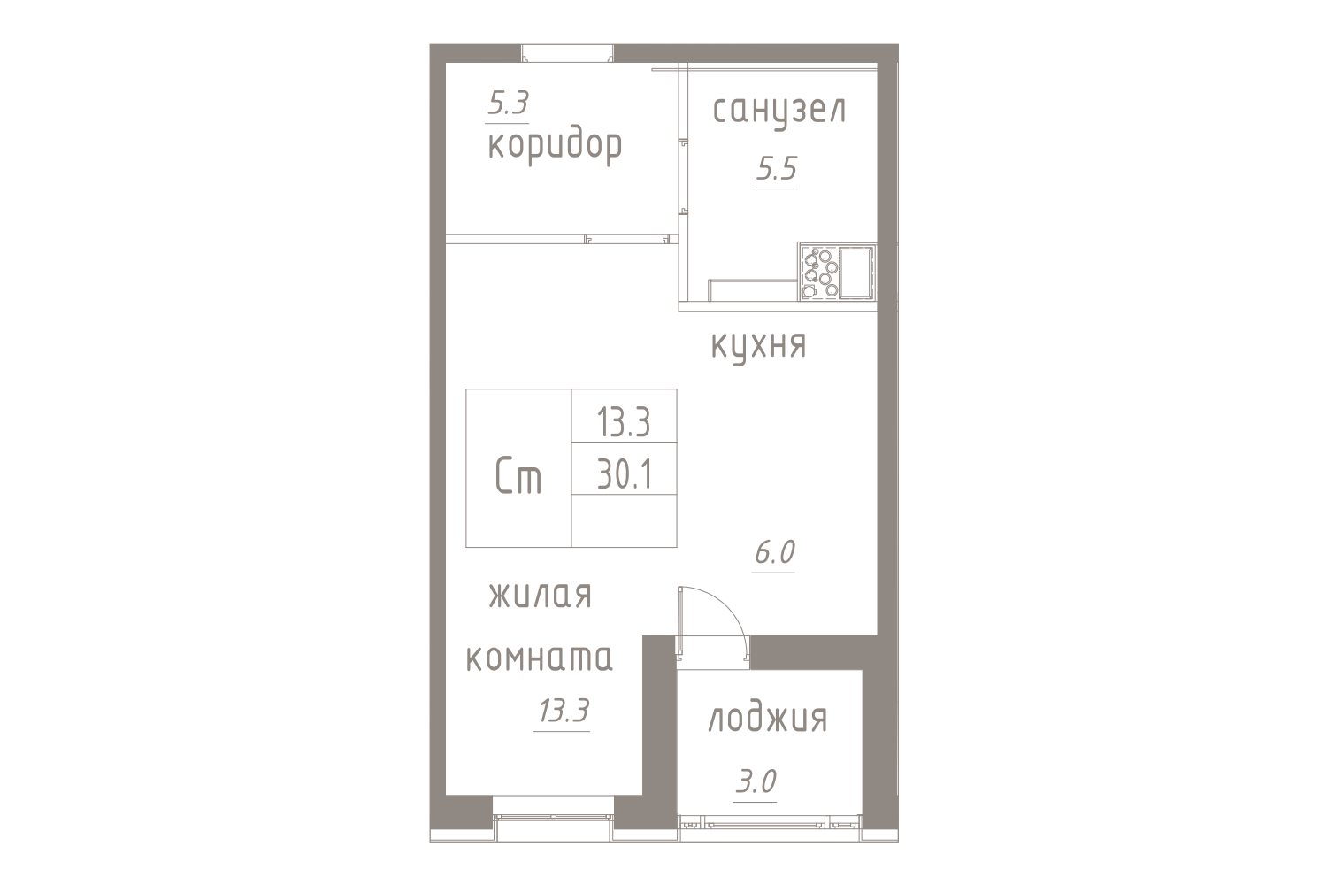 Студия, 32 м² — ЖК ЖК Лайф Лесная