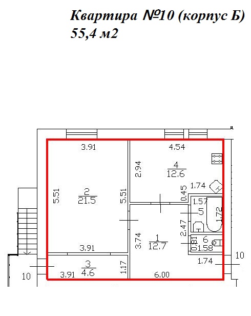 1-комнатная, 55 м² — ЖК ЖК Миранда
