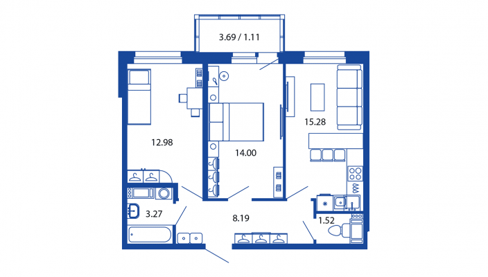 3-комнатная, 56 м² — ЖК ЖК Полис на московской