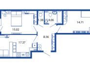 3-комнатная, 63 м² — ЖК ЖК Полис на московской
