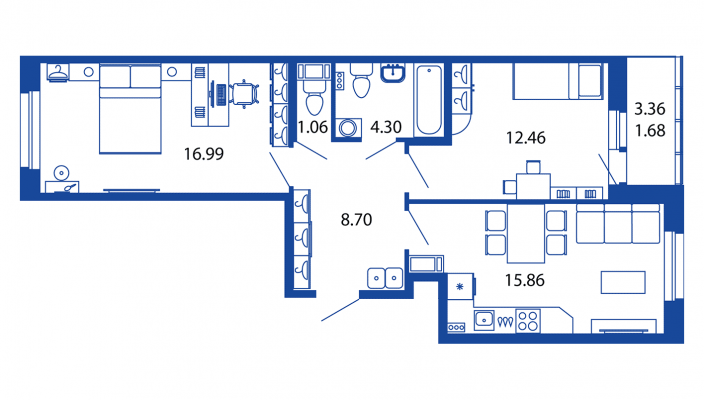 3-комнатная, 61 м² — ЖК ЖК Полис на московской