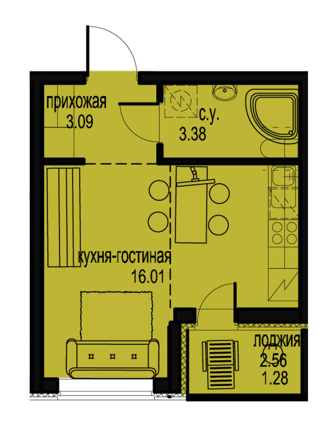 Студия, 24 м² — ЖК ЖК ID Мурино (Айди Мурино)