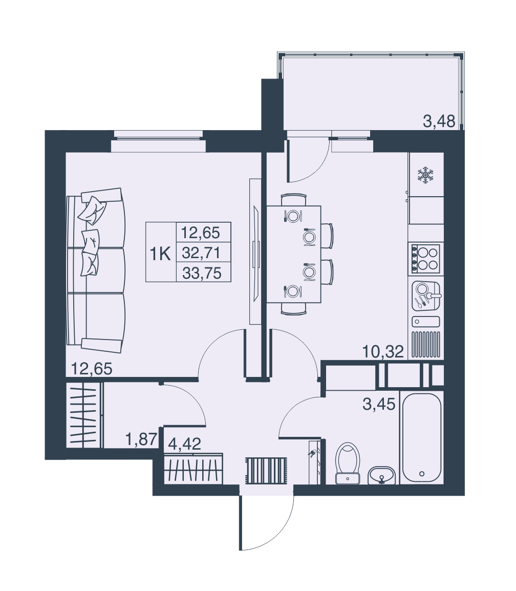 1-комнатная, 33 м² — ЖК ЖК Мурино Парк