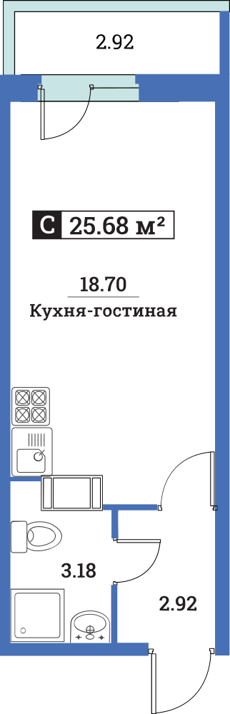 Студия, 26 м² — ЖК ЖК Цвета радуги