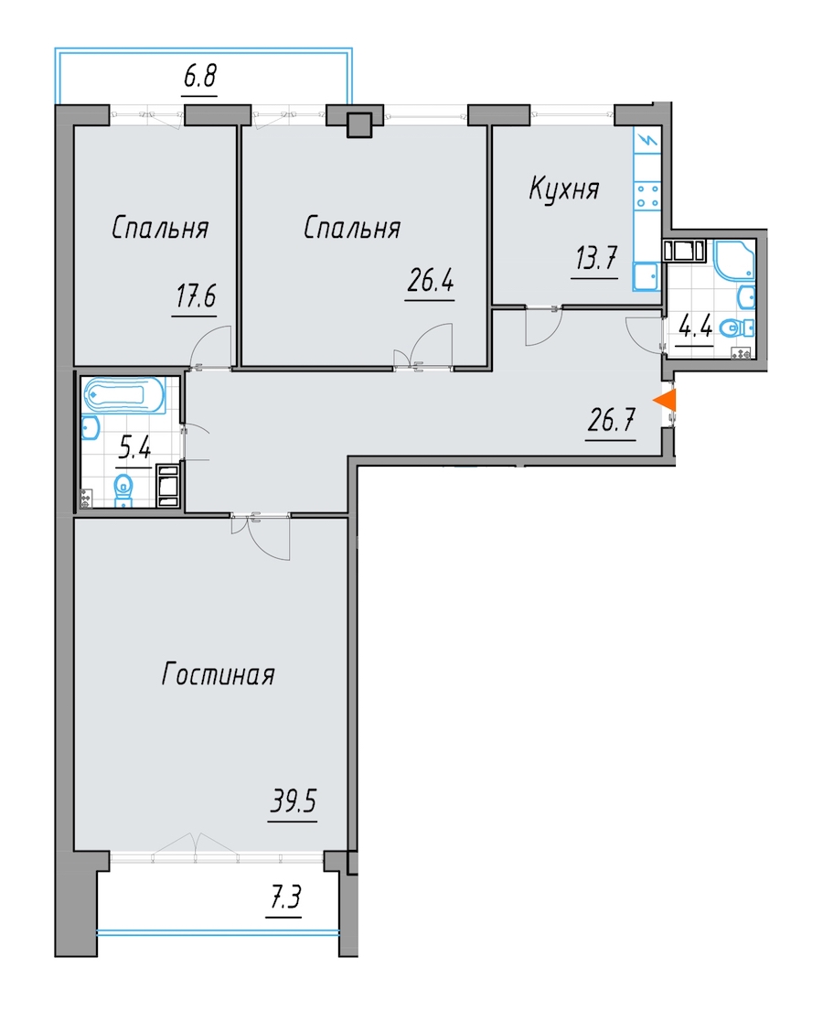 3-комнатная, 135 м² — ЖК Жилой дом 24 29