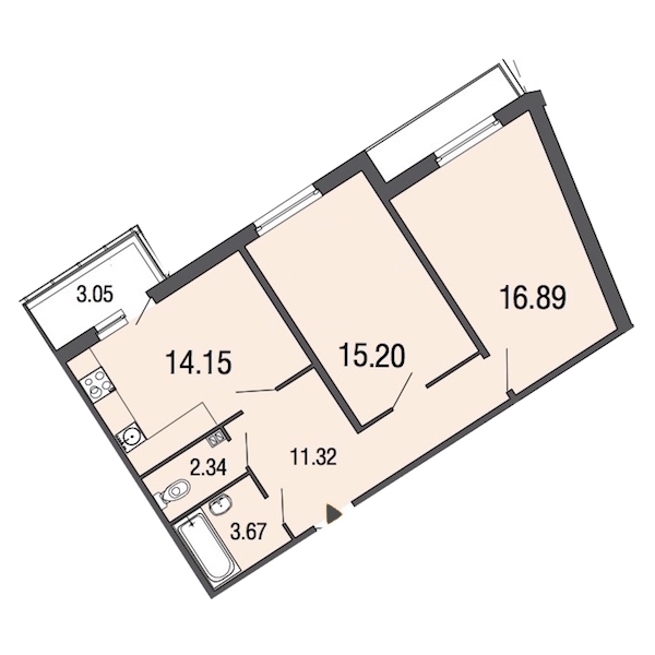 2-комнатная, 64 м² — ЖК ЖК ЭкоСити