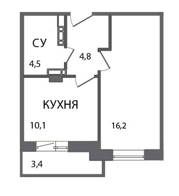 1-комнатная, 37 м² — ЖК ЖК ЗемлЯнино