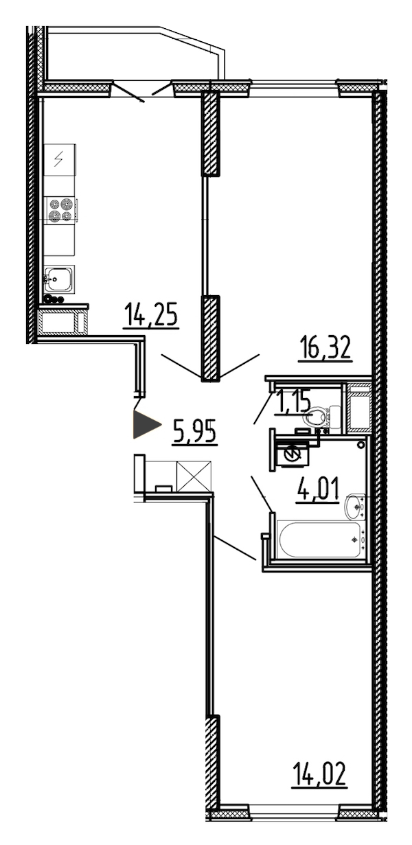 2-комнатная, 57 м² — ЖК ЖК Yoga (Йога)