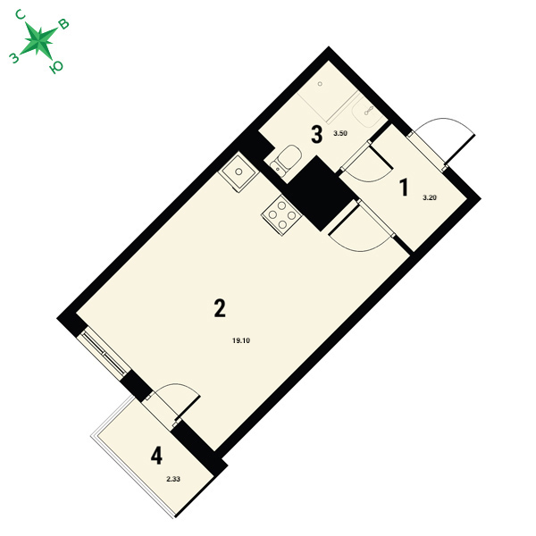 Студия, 27 м² — ЖК ЖК Ландыши