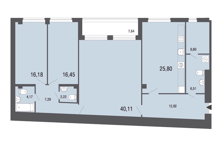 3-комнатная, 138 м² — ЖК Дом Биография