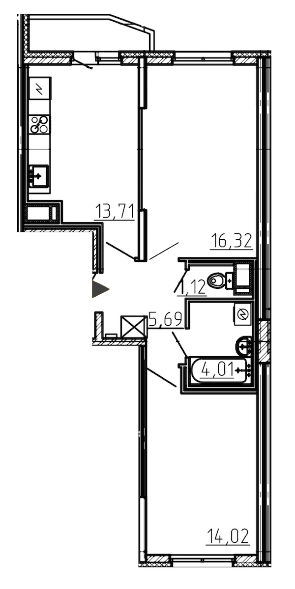 2-комнатная, 56 м² — ЖК ЖК Yoga (Йога)