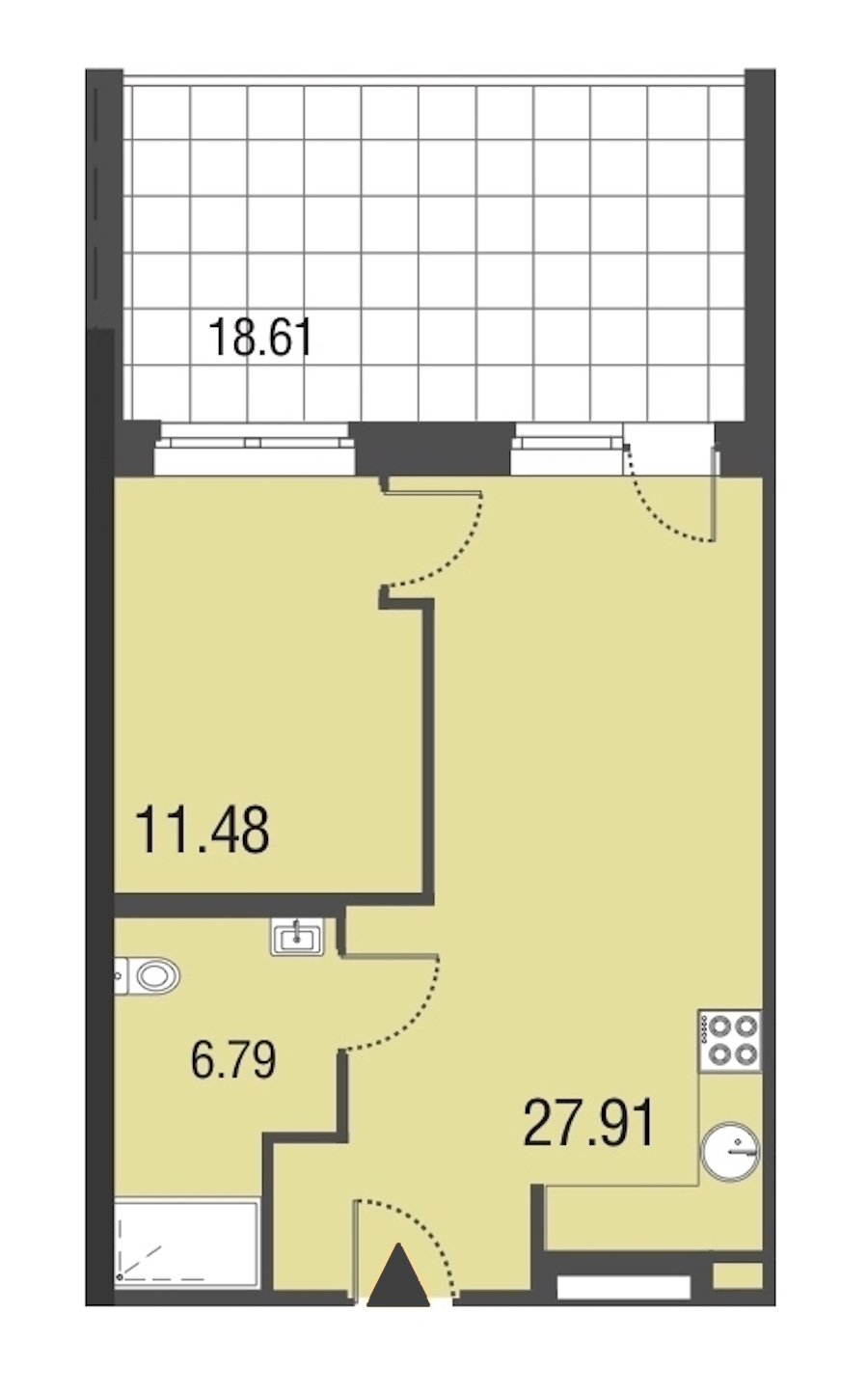 1-комнатная, 46 м² — ЖК Апарт-отель Русские сезоны