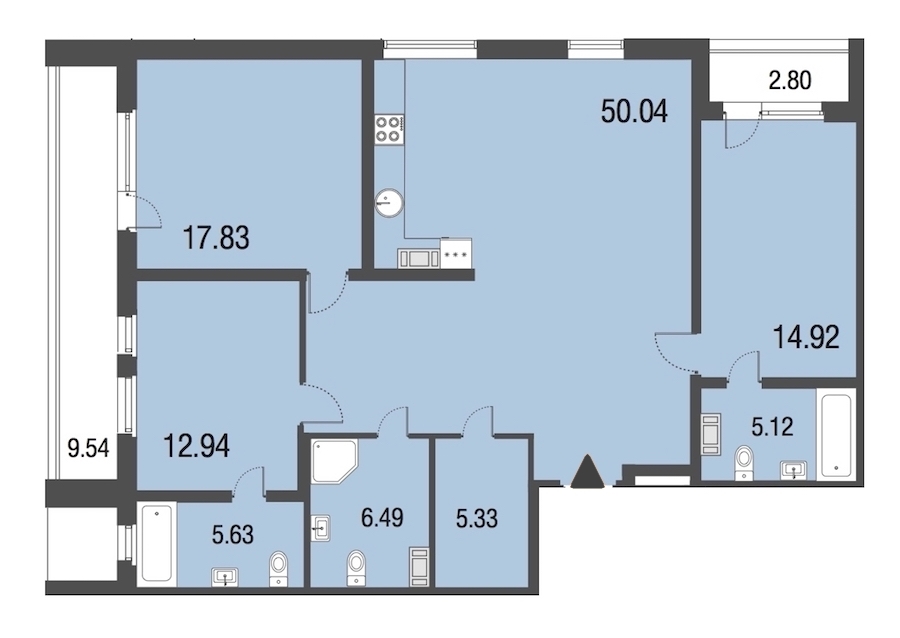 3-комнатная, 118 м² — ЖК Апарт-отель Русские сезоны
