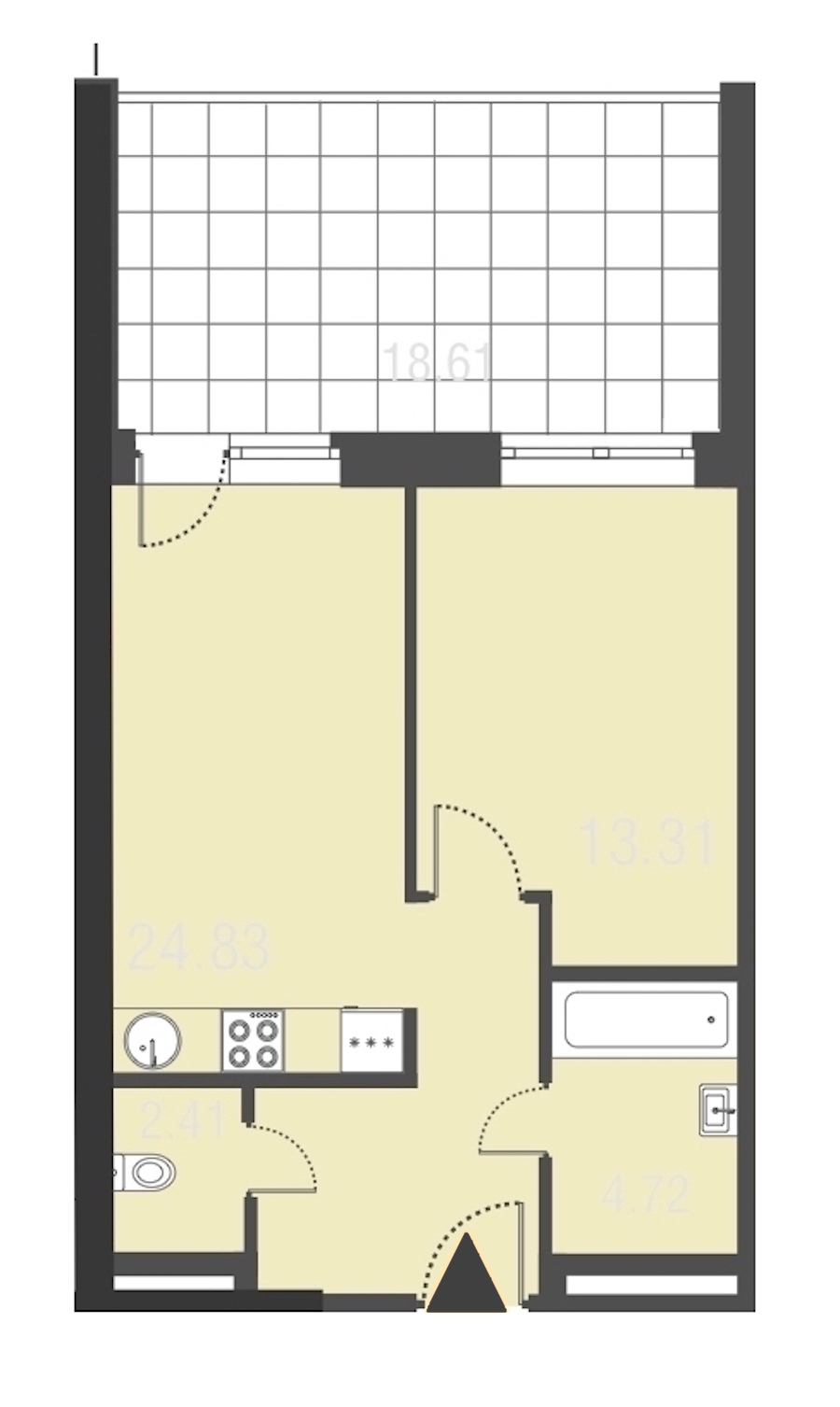 1-комнатная, 45 м² — ЖК Апарт-отель Русские сезоны