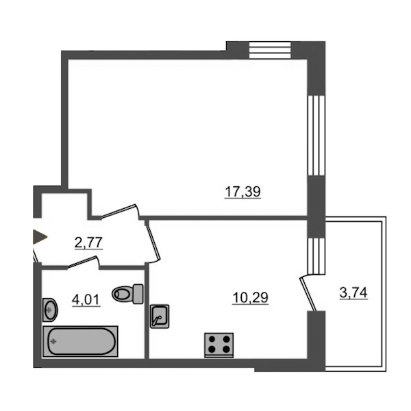 1-комнатная, 34 м² — ЖК ЖК Браво