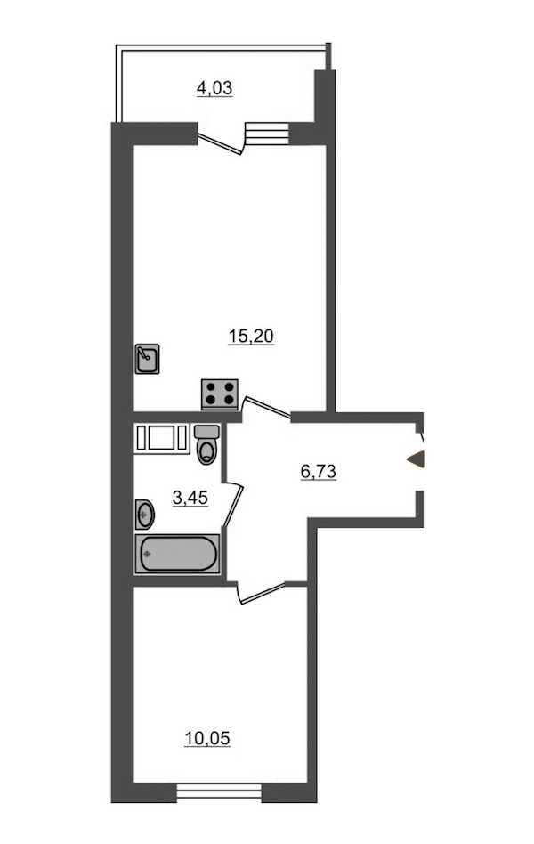 1-комнатная, 35 м² — ЖК ЖК Браво