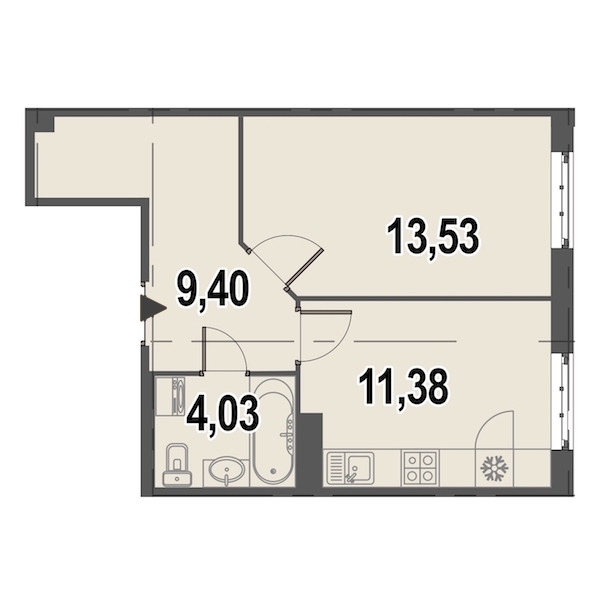 1-комнатная, 38 м² — ЖК ЖК Дом у Каретного
