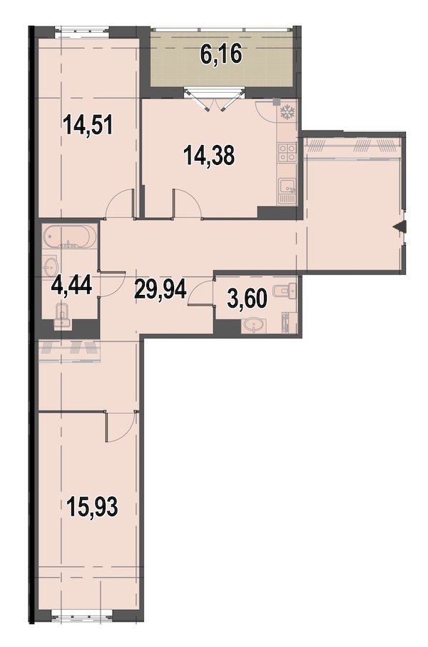 2-комнатная, 86 м² — ЖК ЖК Дом у Каретного