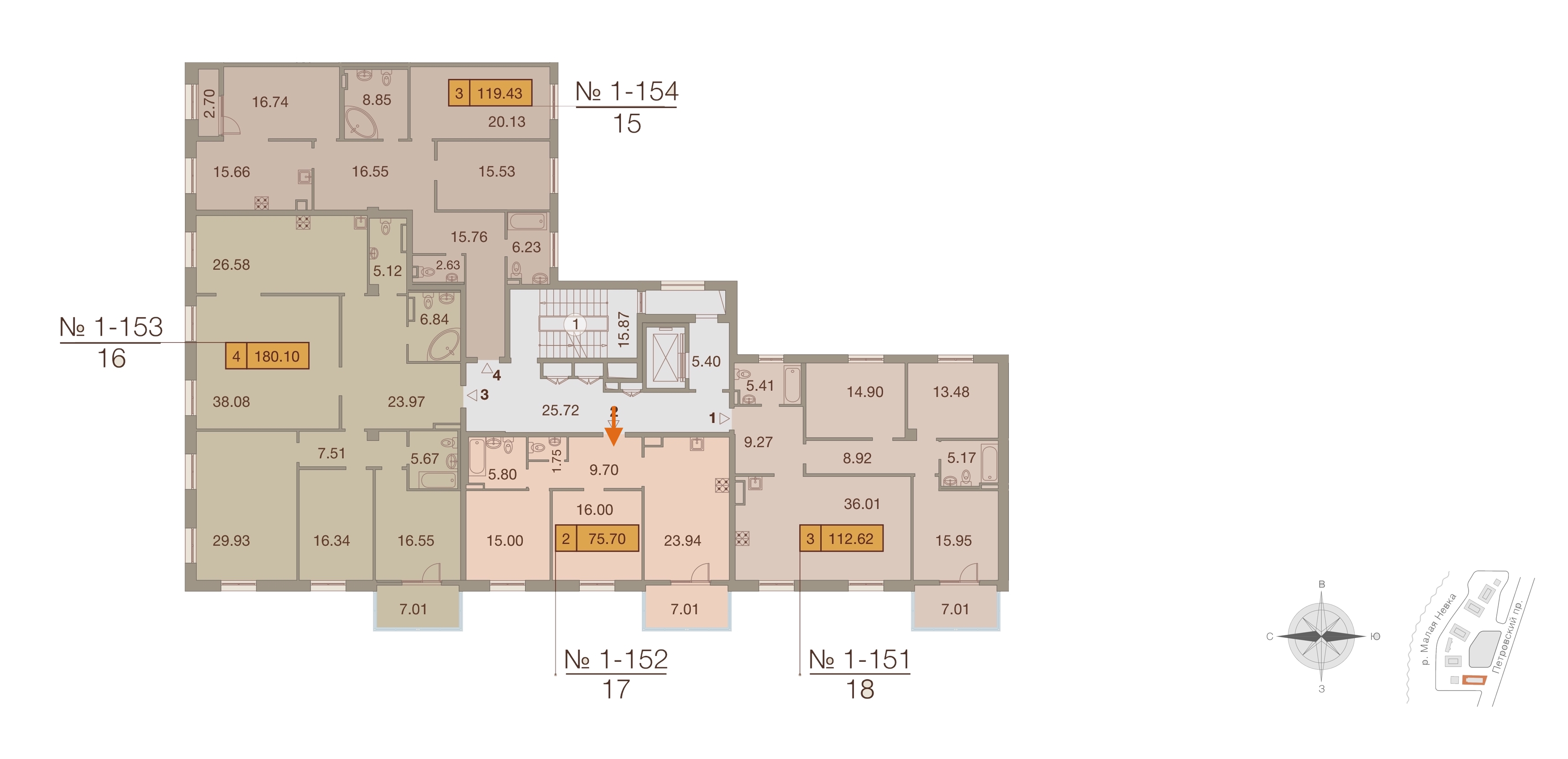 2-комнатная, 76 м² — ЖК ЖК Neva Haus (Нева Хаус)