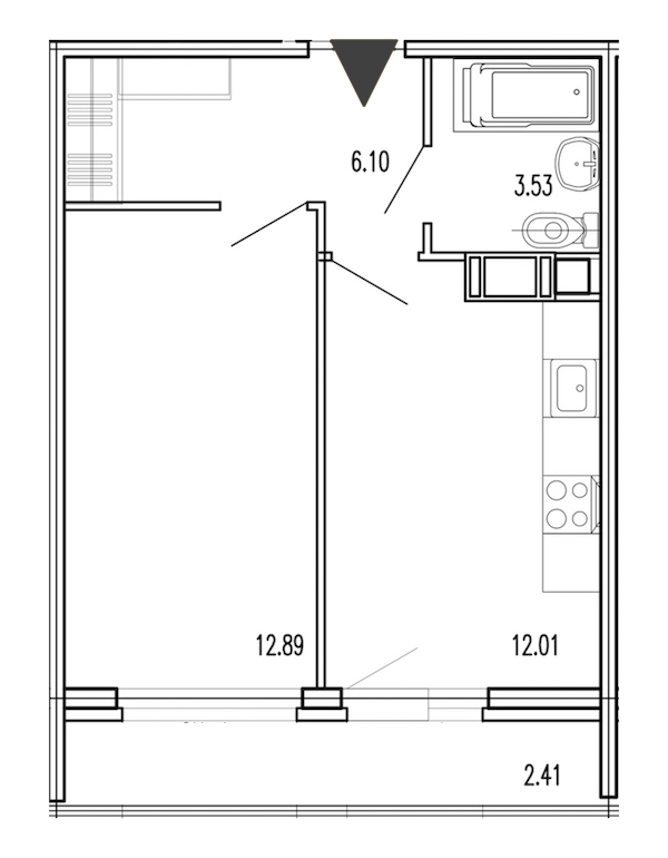 1-комнатная, 37 м² — ЖК Жилой дом Европейский парк