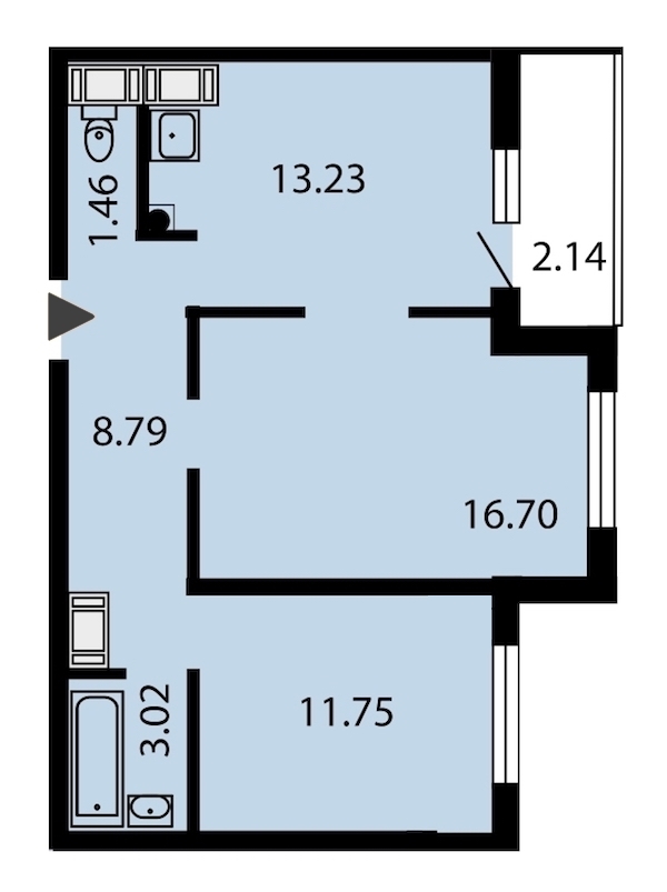 2-комнатная, 57 м² — ЖК ЖК Звездный дуэт